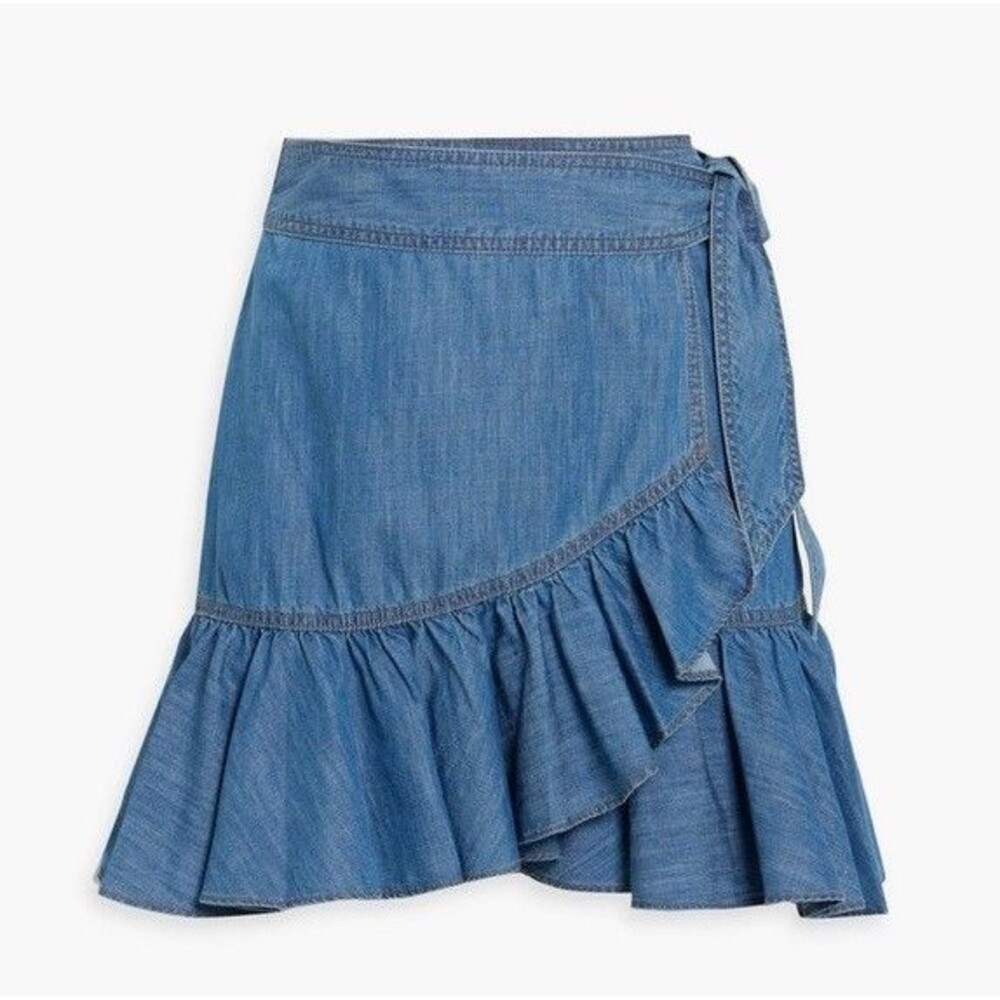 Veronica Beard Memphis Wrap Front Chambray Mini-Skirt Yale Blue Women’s Size 2